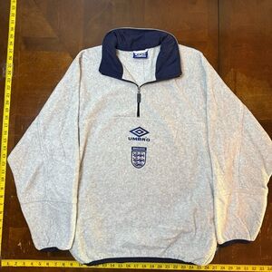 Vintage 90s Super Rare Umbro England National Football Team quarter zip sweater